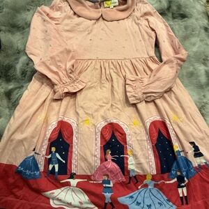 Mini Boden Pink Ballet Castle Dress with Red and Navy Accents Size 11-12